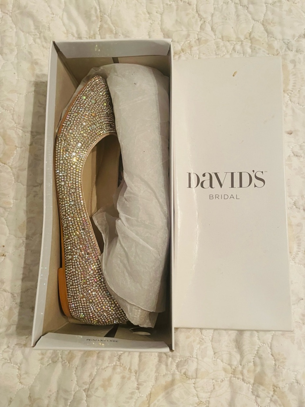 DAVID'S Bridal Iridescent Crystal Embellished Pointed Ballet Flat